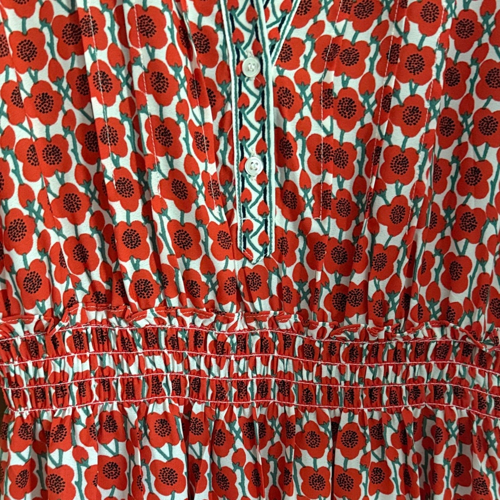 Max Studio Red Floral Ruffle V-Neck maxi dress - Picture 3 of 5